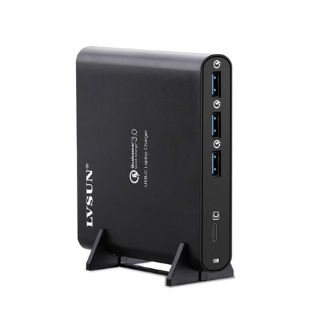 LVSUN LS-PD87-2C 87W QC3.0 USB Type-C AC Notebook Charger / Power Adapter Black USB-CHRG-87W-QC3-BLK