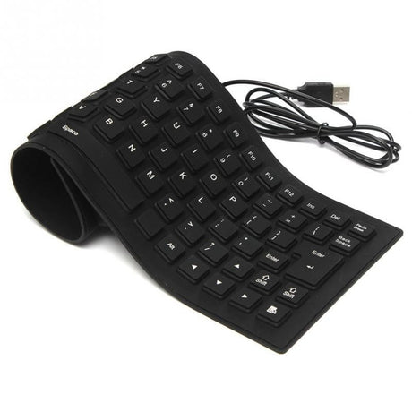 Tuff-Luv Flexible Roll-up Silicone USB QWERTY 85 Keyboard - Black M1116