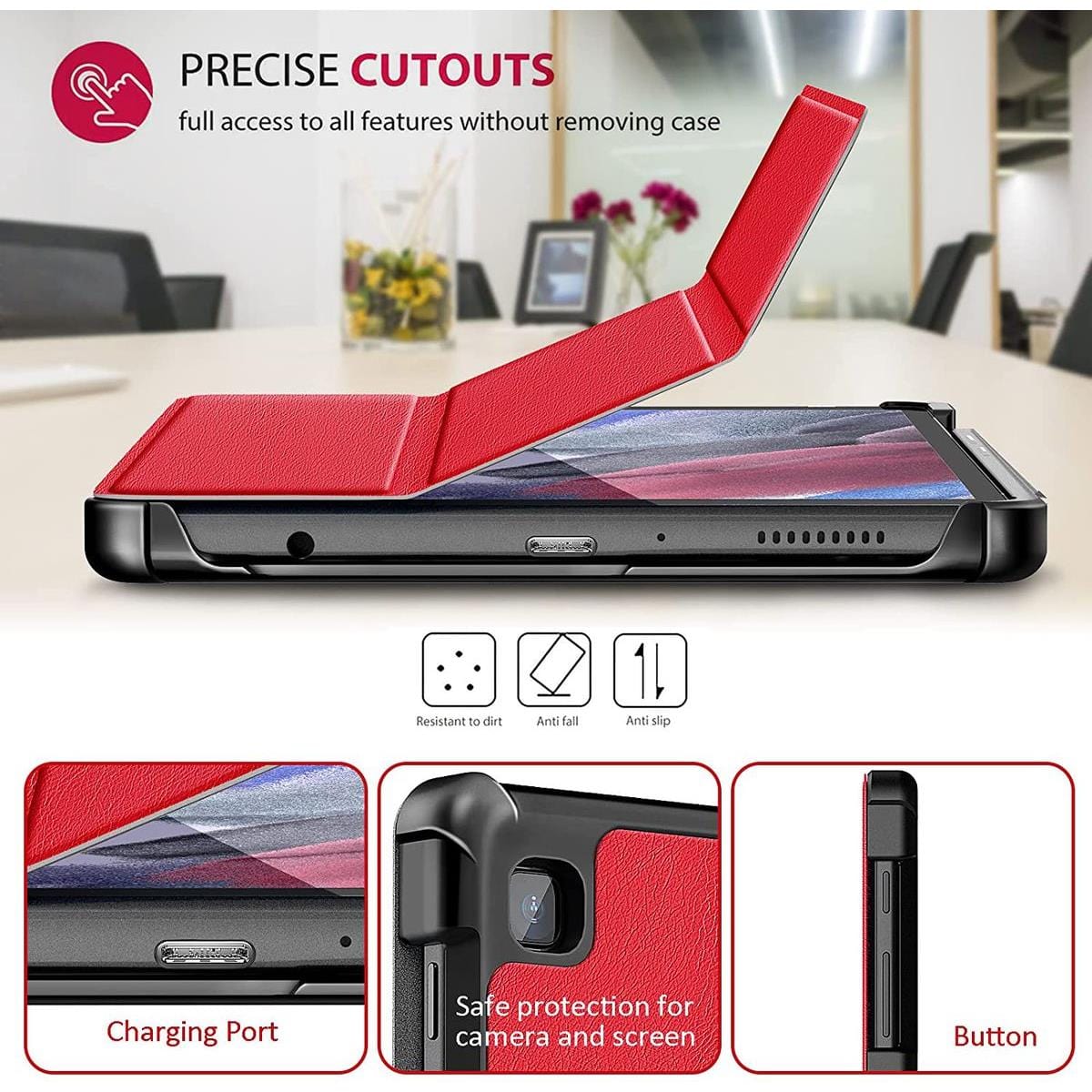 Tuff-Luv Smart Case and Stand Samsung Galaxy A7 Lite SM-T220/T225 - Red MF1065