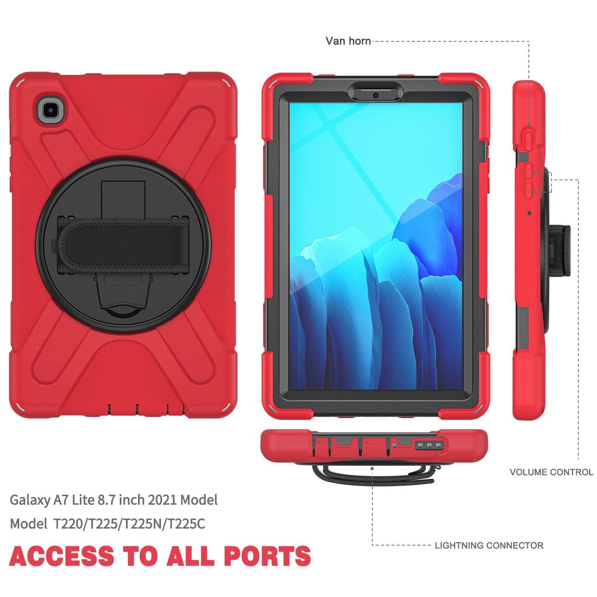 Tuff-Luv Armour Jack Rugged Case for Samsung Galaxy A7 Lite (includes Armstrap and hand strap) SM-T220/T225 - Red MF1123