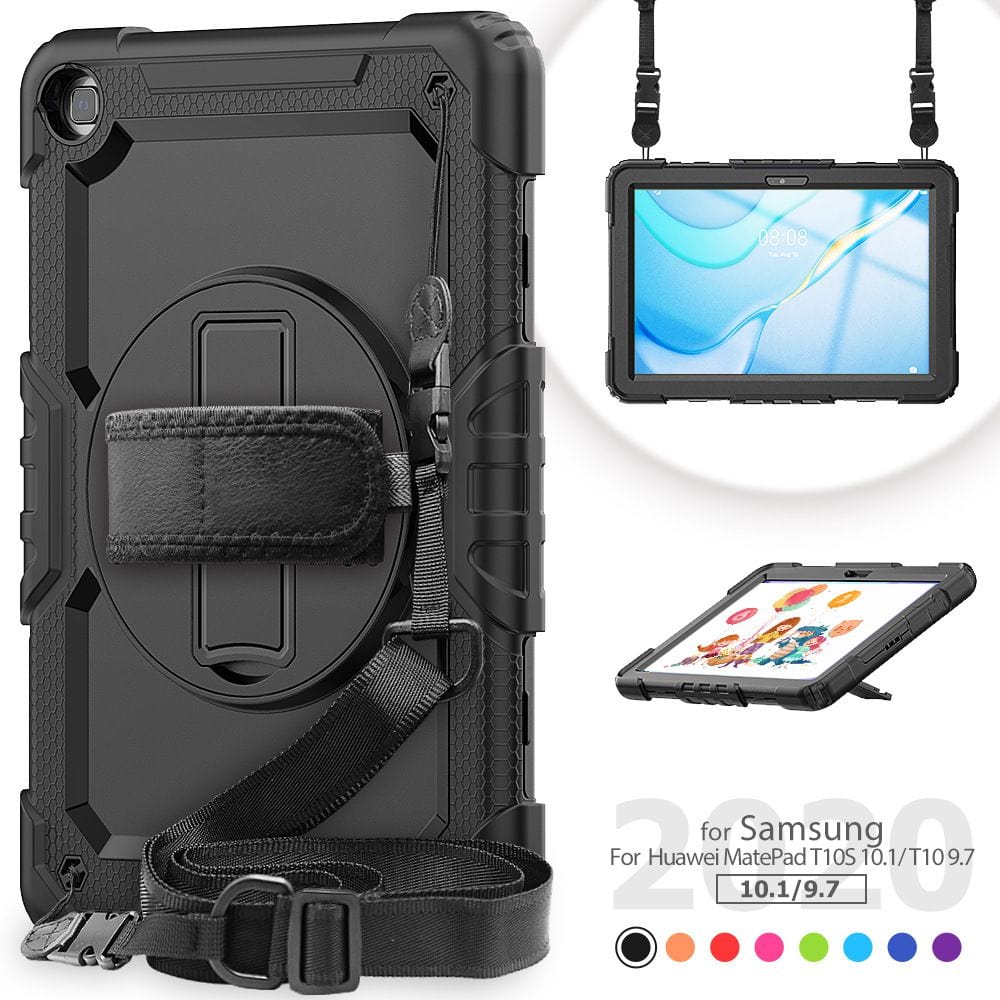 Tuff-Luv Armour Jack Case Rugged Stand and Strap for Huawei Matepad T10S - Black MF721