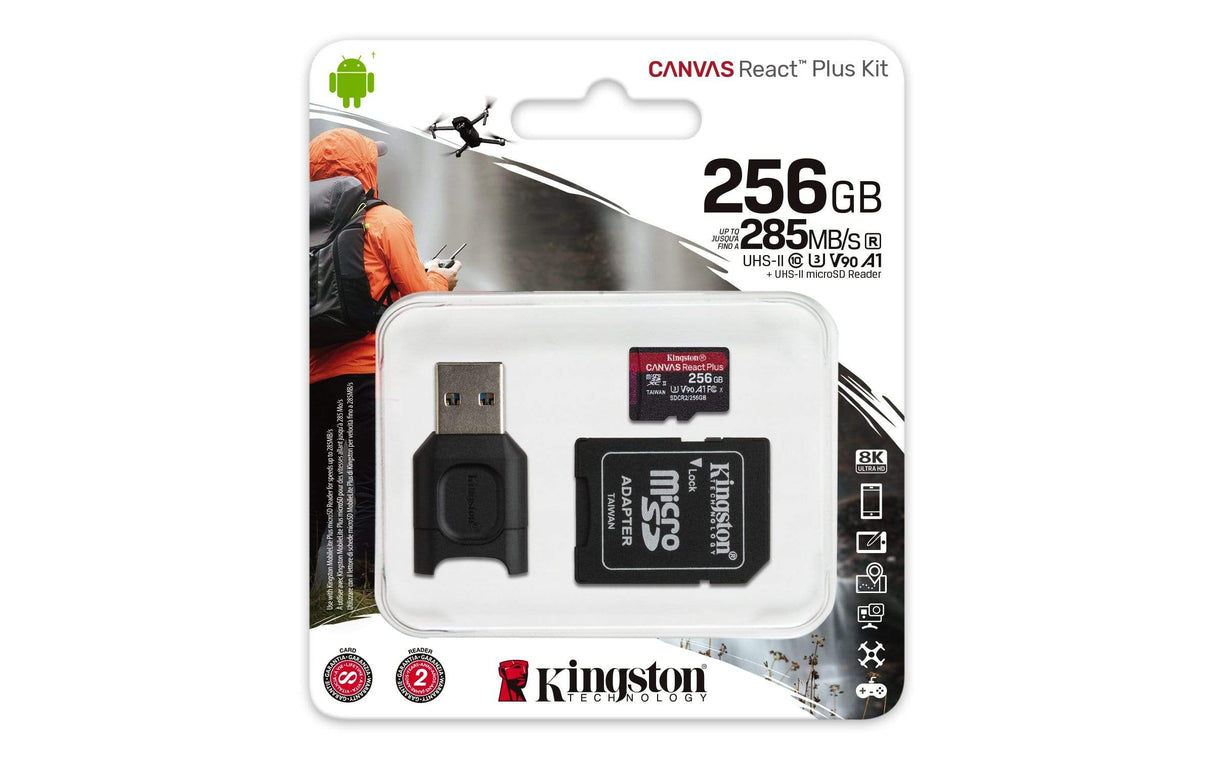 Kingston Canvas React Plus Memory Card 256GB MicroSD Class 10 UHS-II MLPMR2/256GB