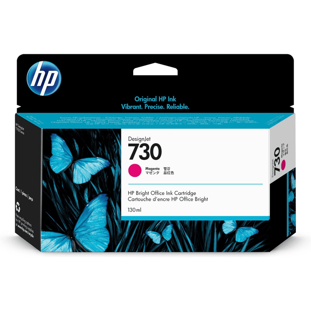 HP 730 130-ml DesignJet Magenta Standard Yield Printer Ink Cartridge Original P2V63A Single-pack