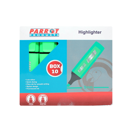 Parrot Highlighter Marker Green 10-pack PH1001G