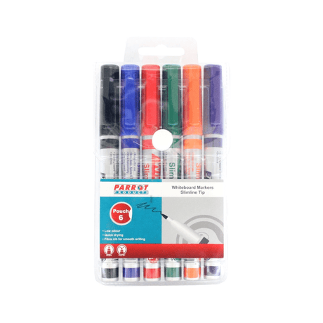 Parrot Whiteboard Markers Slimline Tip 6-pack PW0601B