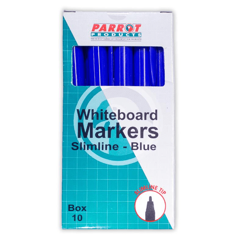 Parrot Whiteboard Markers Slimline Tip Blue 10-pack PW2001D