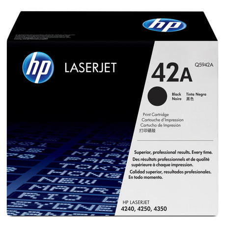 HP 42A Black Toner Cartridge 10,000 Pages Original Q5942A Single-pack