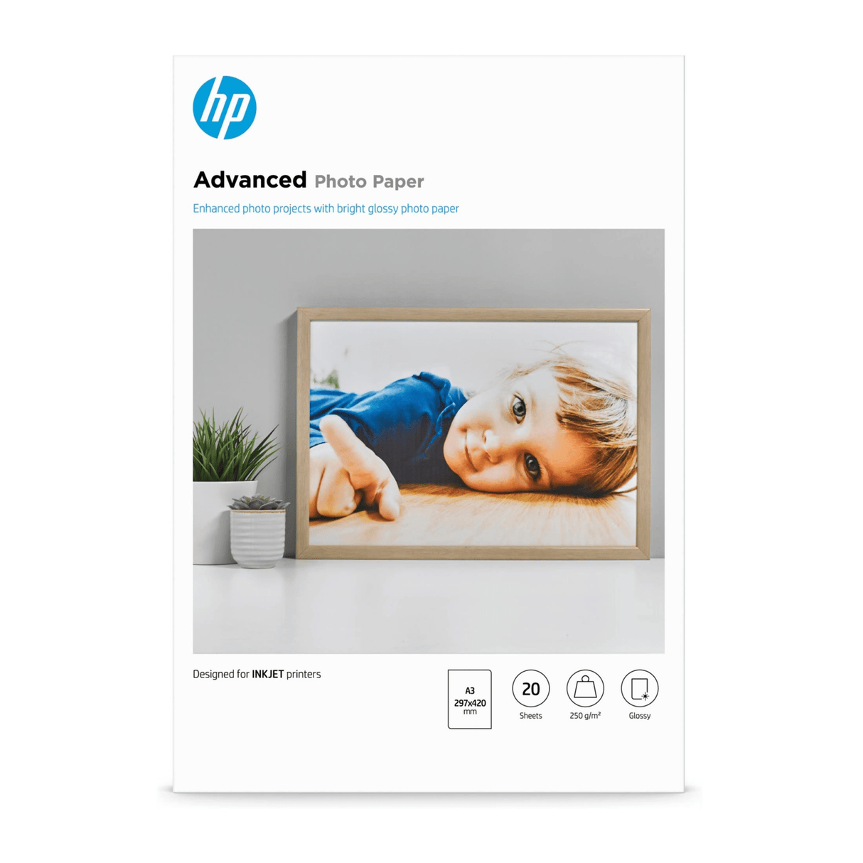 HP Advanced Glossy Photo Paper - 20 Sheets A3 250gsm Q8697A