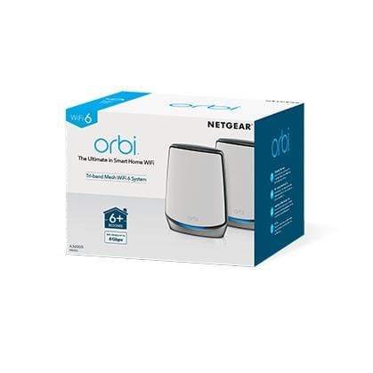 Netgear Orbi AX6000 Wi-Fi 6 Wireless Router - Tri-band 2.4GHz and 5GHz Gigabit Ethernet White RBK853-100EUS