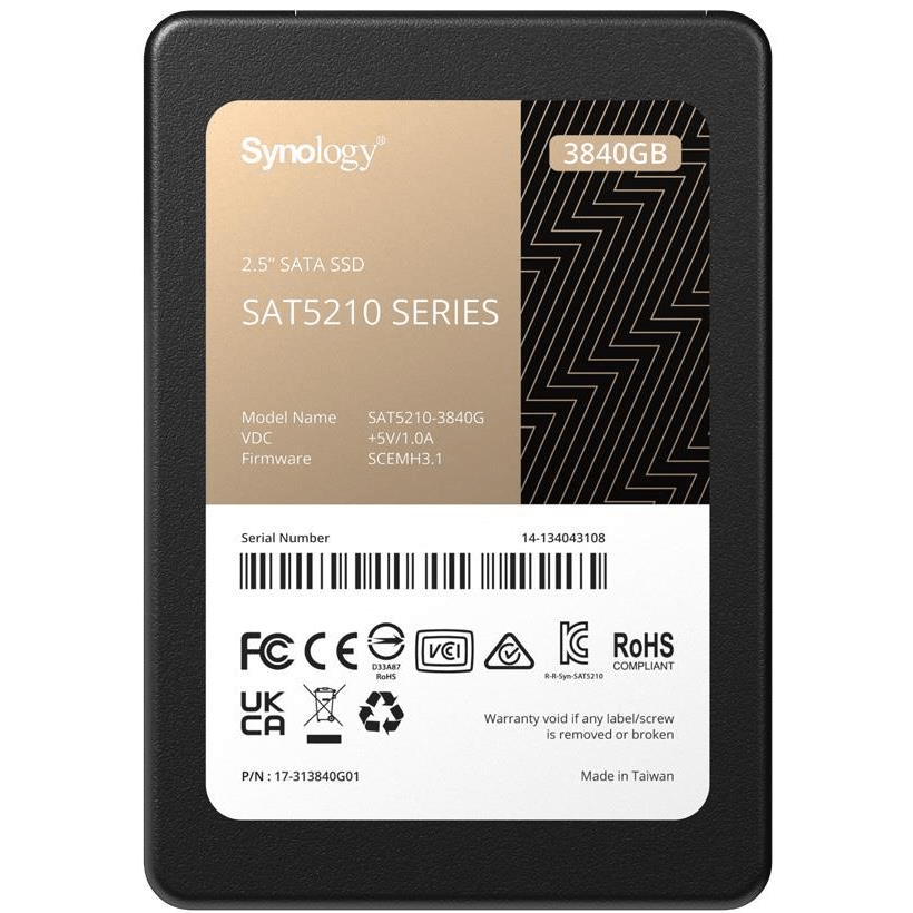 Synology 3840GB 2.5-inch SATA Serial ATA III SSD SAT5210-3840G