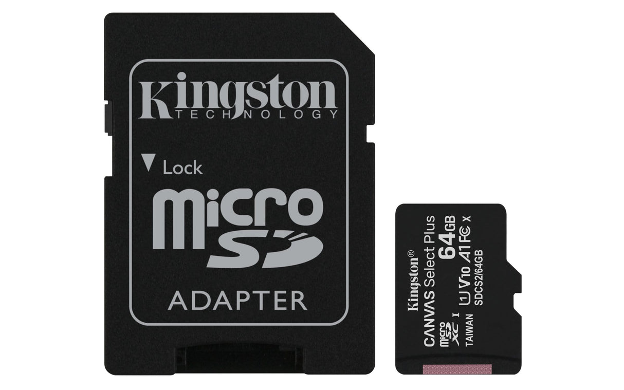 Kingston Canvas Select Plus Memory Card 64GB MicroSDXC Class 10 UHS-I SDCS2/64GB