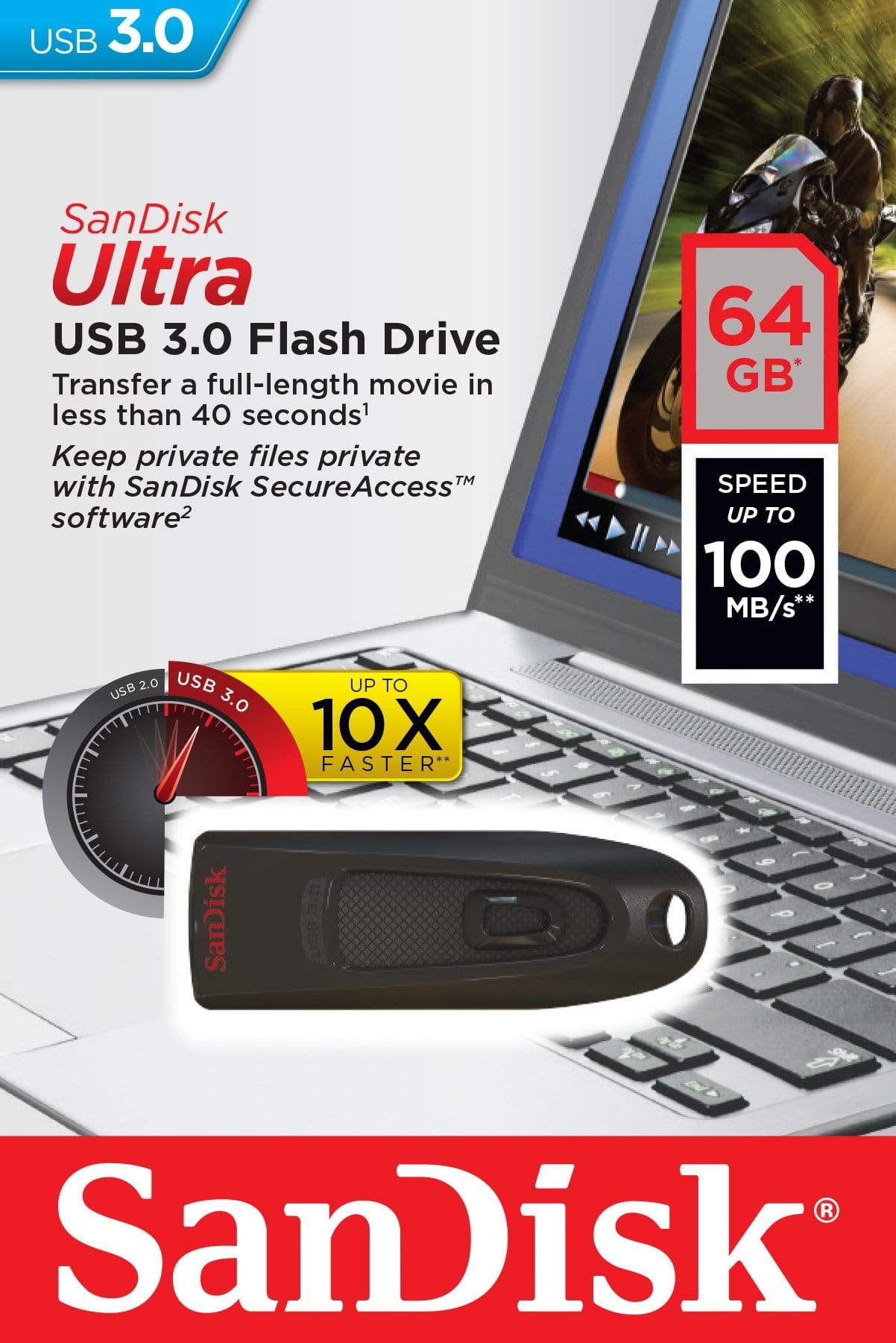 SanDisk Ultra 64GB USB 3.2 Gen 1 Type-A Black USB Flash Drive SDCZ48-064G-U46