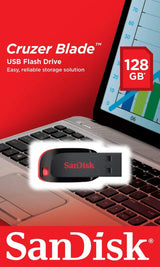 SanDisk Cruzer Blade 128GB USB 2.0 Type-A Black and Red USB Flash Drive SDCZ50-128G-B35