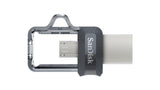 SanDisk Ultra Dual M3.0 32GB USB 3.2 Gen 1 Type-A / Black Silver and Transparent USB Flash Drive SDDD3-032G-G46