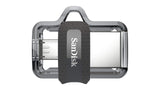 SanDisk Ultra Dual M3.0 32GB USB 3.2 Gen 1 Type-A / Black Silver and Transparent USB Flash Drive SDDD3-032G-G46