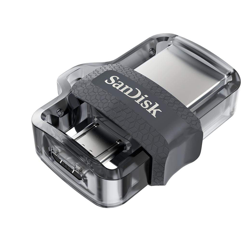 SanDisk Ultra Dual M3.0 64GB USB 3.2 Gen 1 Type-A / Black Silver and Transparent USB Flash Drive SDDD3-064G-G46