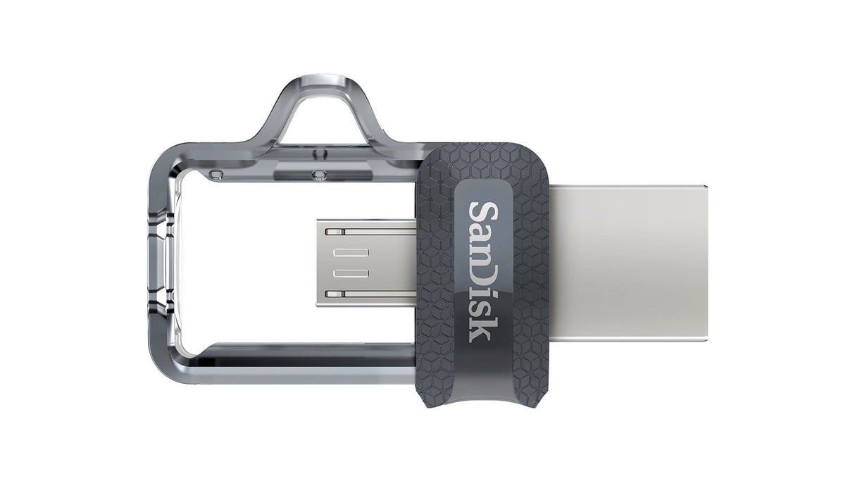 SanDisk Ultra Dual M3.0 64GB USB 3.2 Gen 1 Type-A / Black Silver and Transparent USB Flash Drive SDDD3-064G-G46