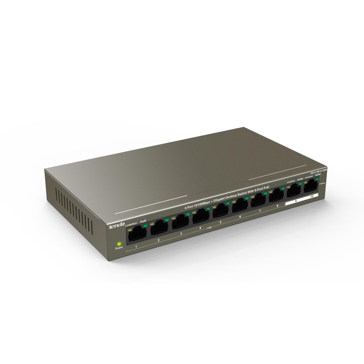 Tenda TEF1110P-8-102W 8-port 10/100Mbps + 2 Gigabit Desktop with 8 PoE Switch