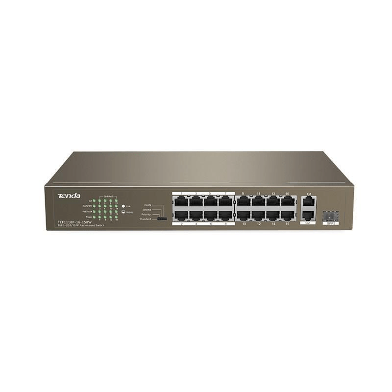 Tenda TEF1118P-16-150W 16-port FE ports + 1 GE+1 SFP port Unmanaged PoE+ Switch