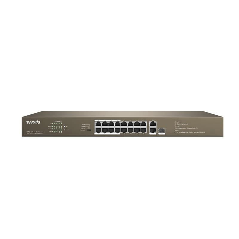 Tenda TEF1118P-16-250W Unmanaged Switch Fast Ethernet PoE Grey