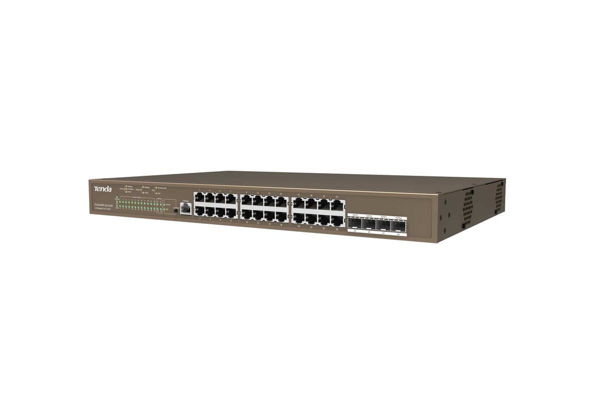 Tenda TEG5328P-24-410W Managed L3 Gigabit Ethernet (10/100/1000) Power over Ethernet (PoE) 1U Grey