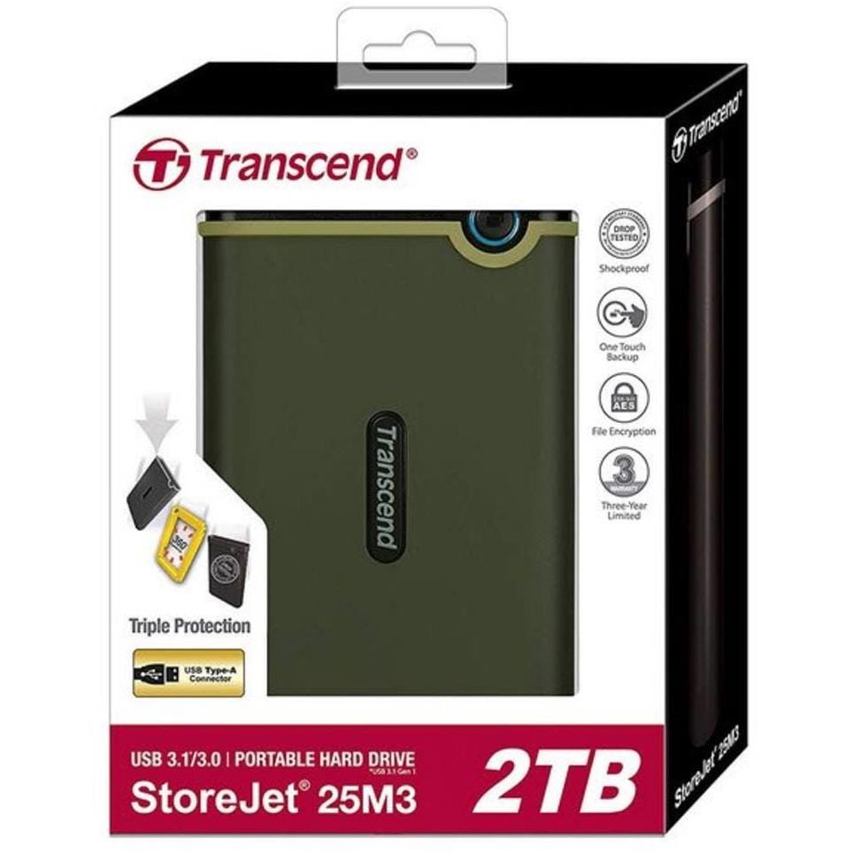 Transcend StoreJet 2.5-inch 2TB Rugged External Hard Drive TS2TJSJ25M3G