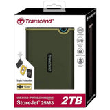 Transcend StoreJet 2.5-inch 2TB Rugged External Hard Drive TS2TJSJ25M3G