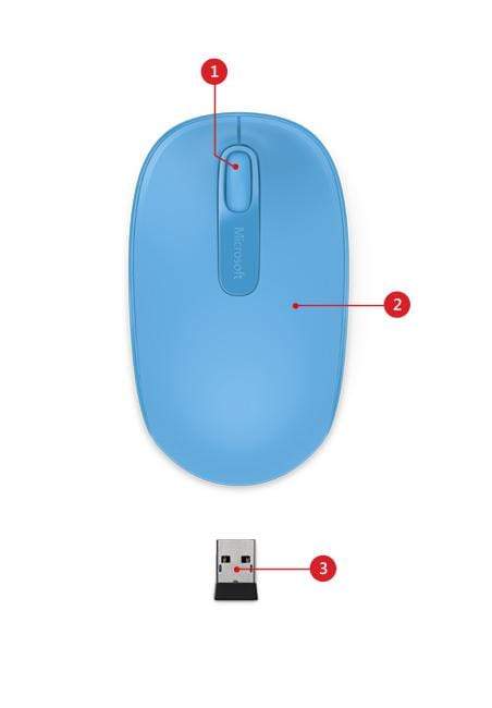 Microsoft 1850 Mouse RF Wireless Optical 1000dpi Ambidextrous U7Z-00058