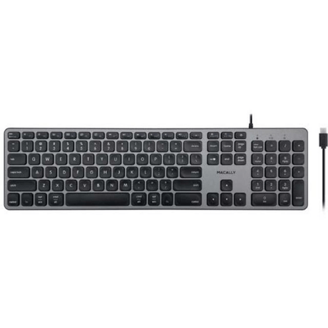 Macally Wired USB C with USB Ports Keyboard UCZKEYHUBACSG