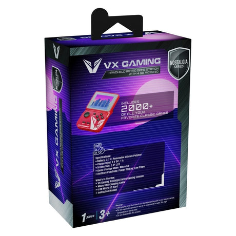 Volkano Nostalgia Series Gaming Handheld Retro Game Station - Red VX-161-RD