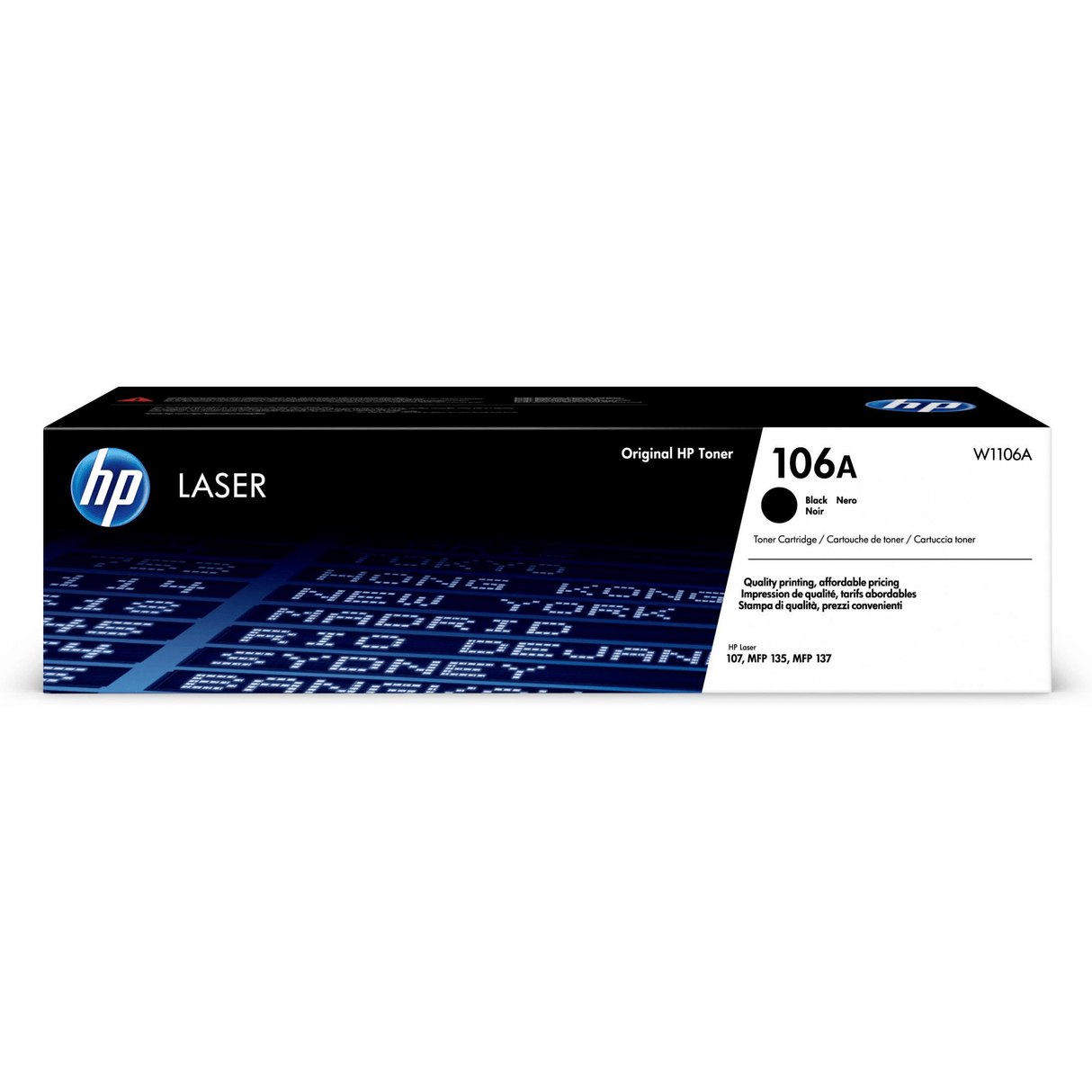 HP 106A Black Toner Cartridge 1,000 Pages Original W1106A Single-pack