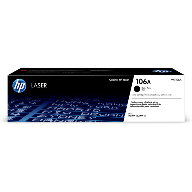 HP 106A Black Toner Cartridge 1,000 Pages Original W1106A Single-pack