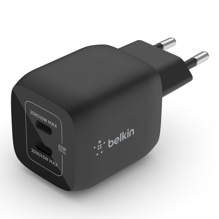 Belkin BoostCharge Pro Dual 45W USB-C GaN Wall Charger with PPS Black WCH011VFBK