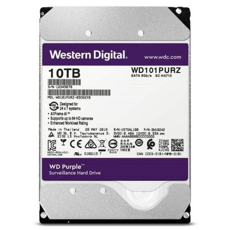 WD Purple 3.5-inch 10TB Serial ATA III Internal Hard Drive WD101PURZ