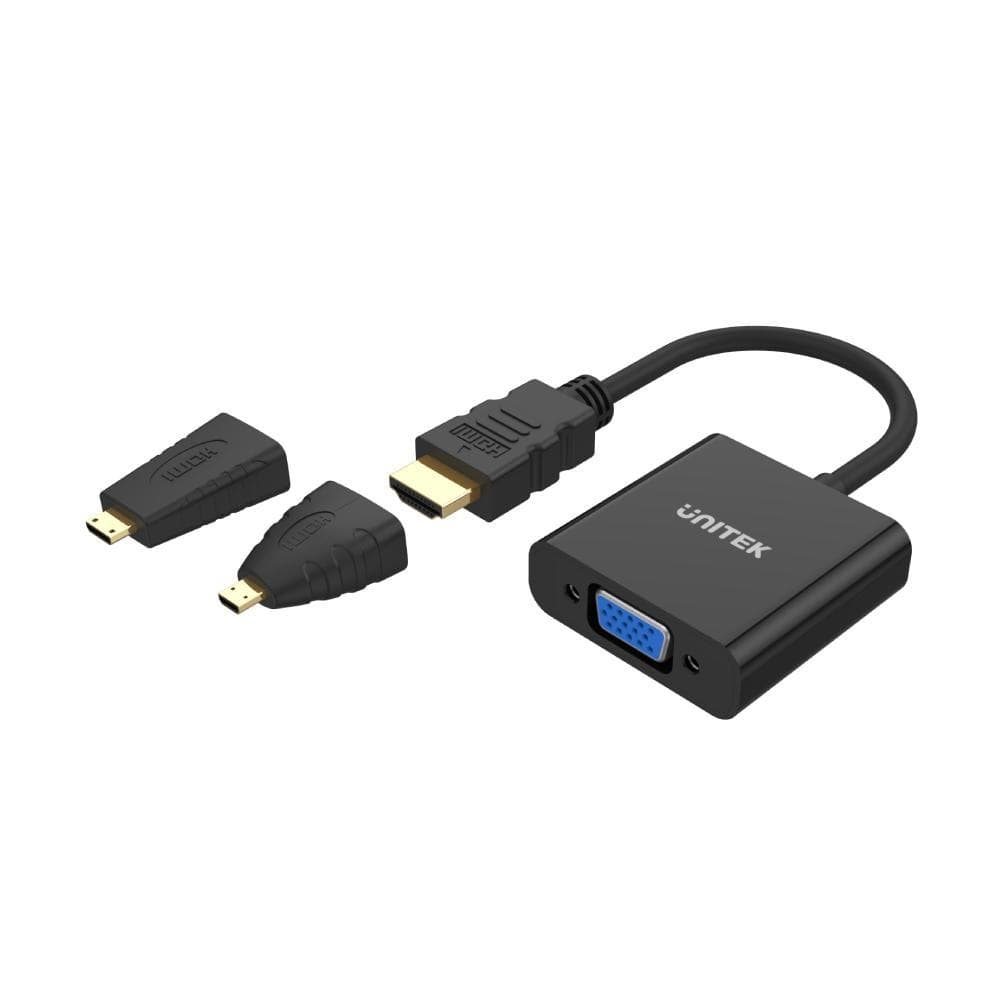 Unitek HDMI to VGA Adapter with 3.5mm for Stereo Audio plus Mini and Micro HDMI Adapter Y-6355