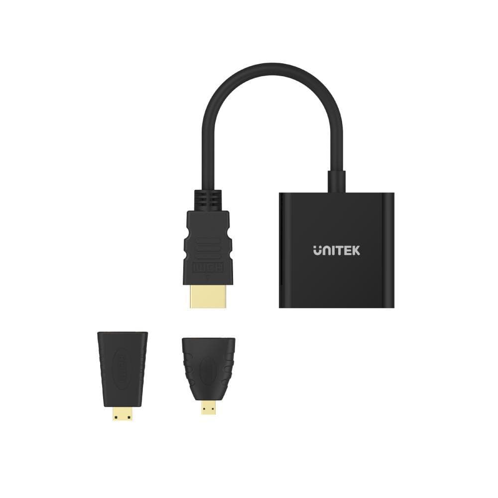 Unitek HDMI to VGA Adapter with 3.5mm for Stereo Audio plus Mini and Micro HDMI Adapter Y-6355