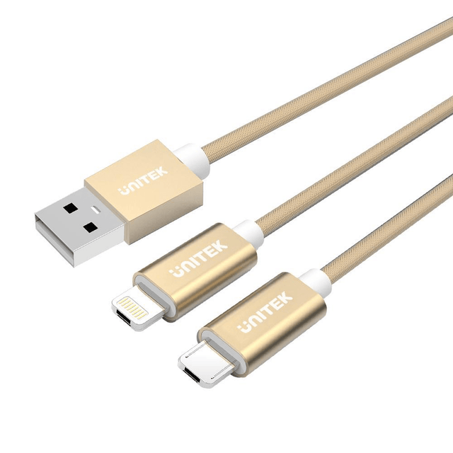 Unitek 1.5m Bi-functional USB 2.0 to Micro USB (Lightning Compatible) Charging Cable Y-C4023GD