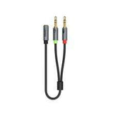 Unitek 20cm Headset Adapter (Dual 3.5mm Plug to 3.5mm Jack) Stereo Audio Cable Y-C957ABK